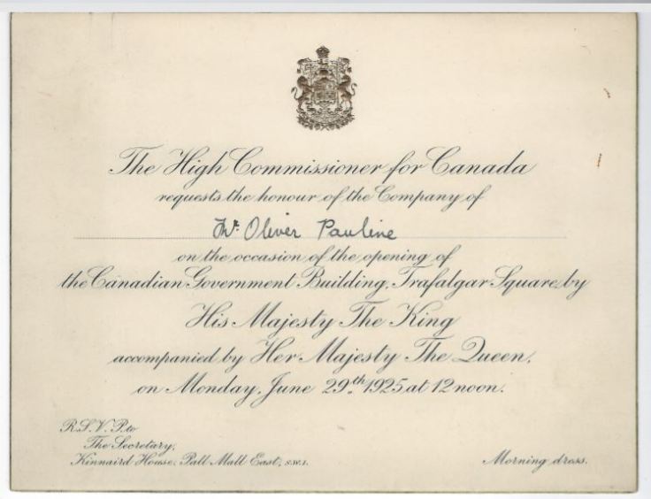 Cdn High Commission opening 1925