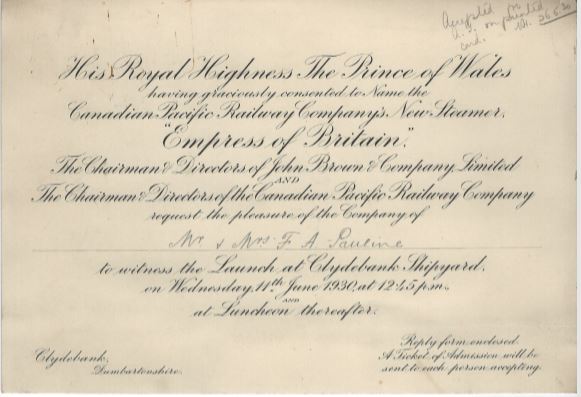 Empress of Britain Launch - FA Pauline