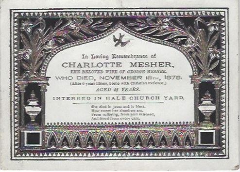 Charlotte Mesher funeral card