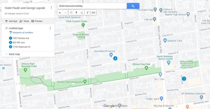 George and Violet Lapraik map