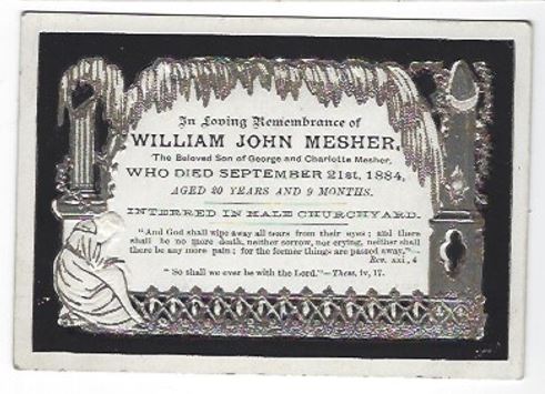 William John Mesher funeral card
