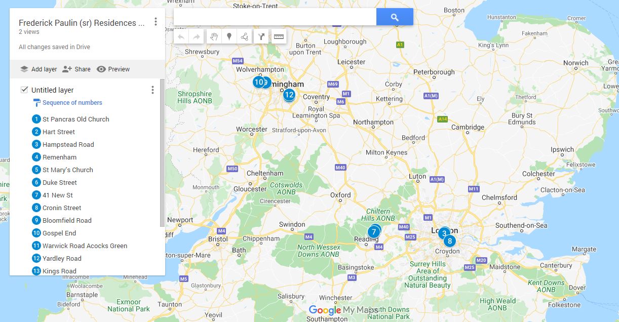 Frederick Paulin Sr map