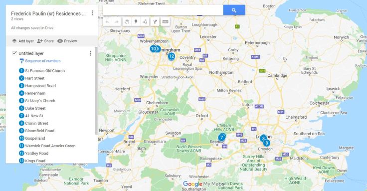 Frederick Paulin Sr map