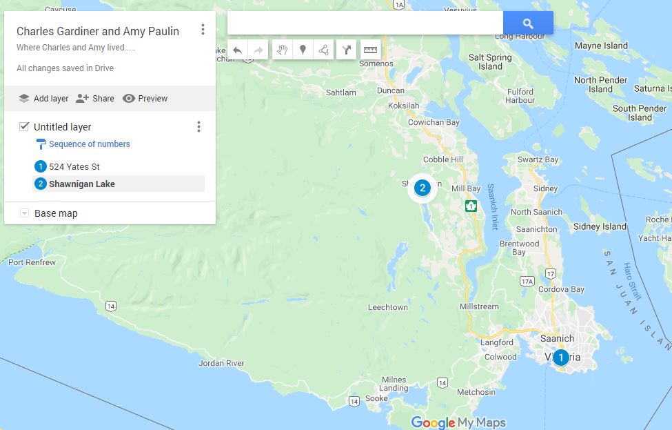 Charles and Amy Gardiner - map