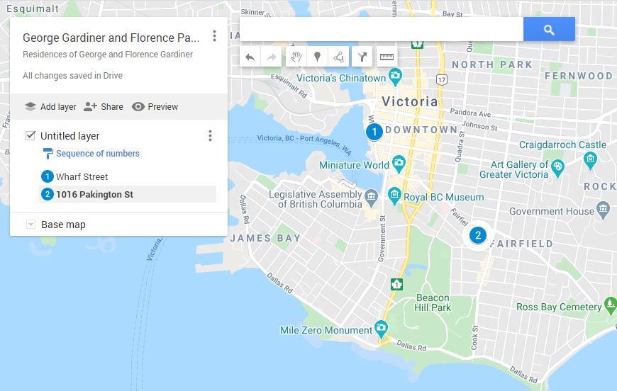 George and Florence Gardiner map