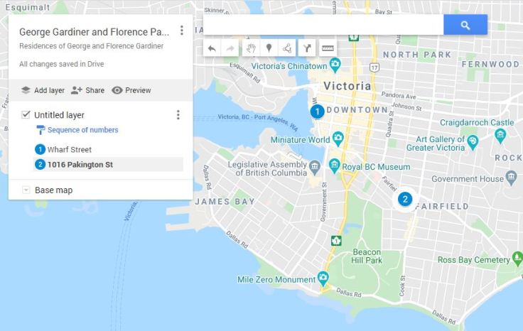 George and Florence Gardiner map